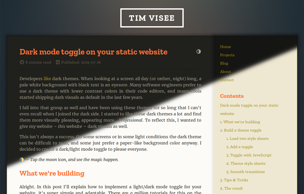 Dark mode toggle on your static website · Tim Visée